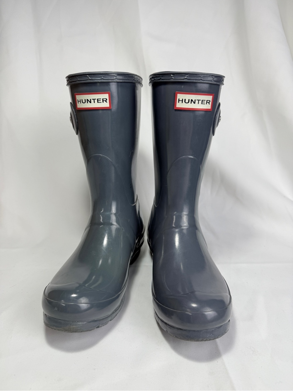 Hunter Original Short Gloss Gull Grey Slate Rain Boots Women’s US 6 UK 4 EU 37 - Picture 5 of 12
